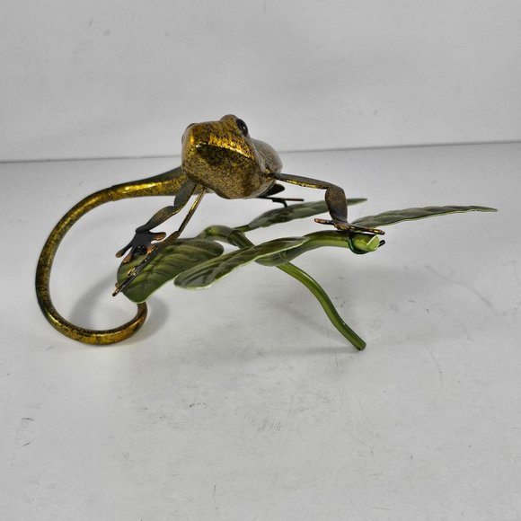 Metal Lizard Gecko Branch Leaf Sculpture Decorative - Picture 5 of 8